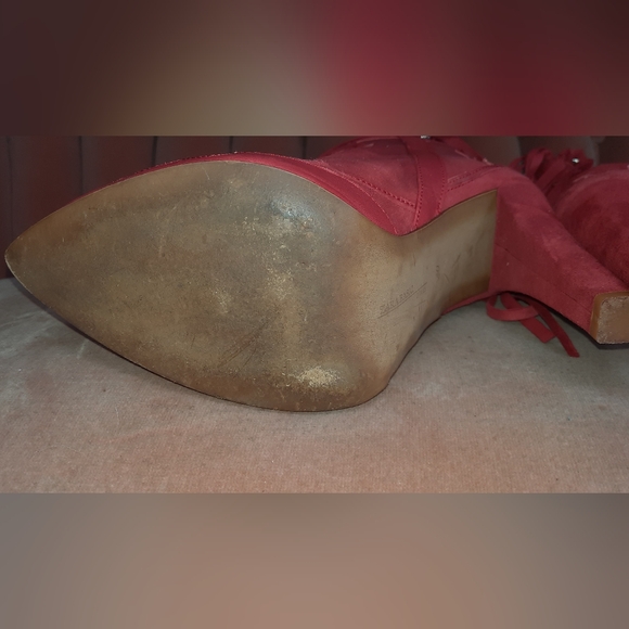 ZARA red suede fringe chain western bootie - Picture 9 of 10